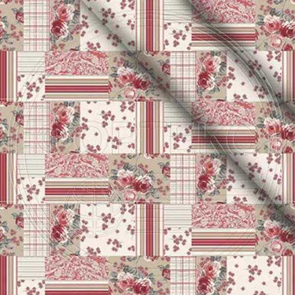 Полиэстер 55 гр. ZAI-194782 оттенки красного, принт пэчворк