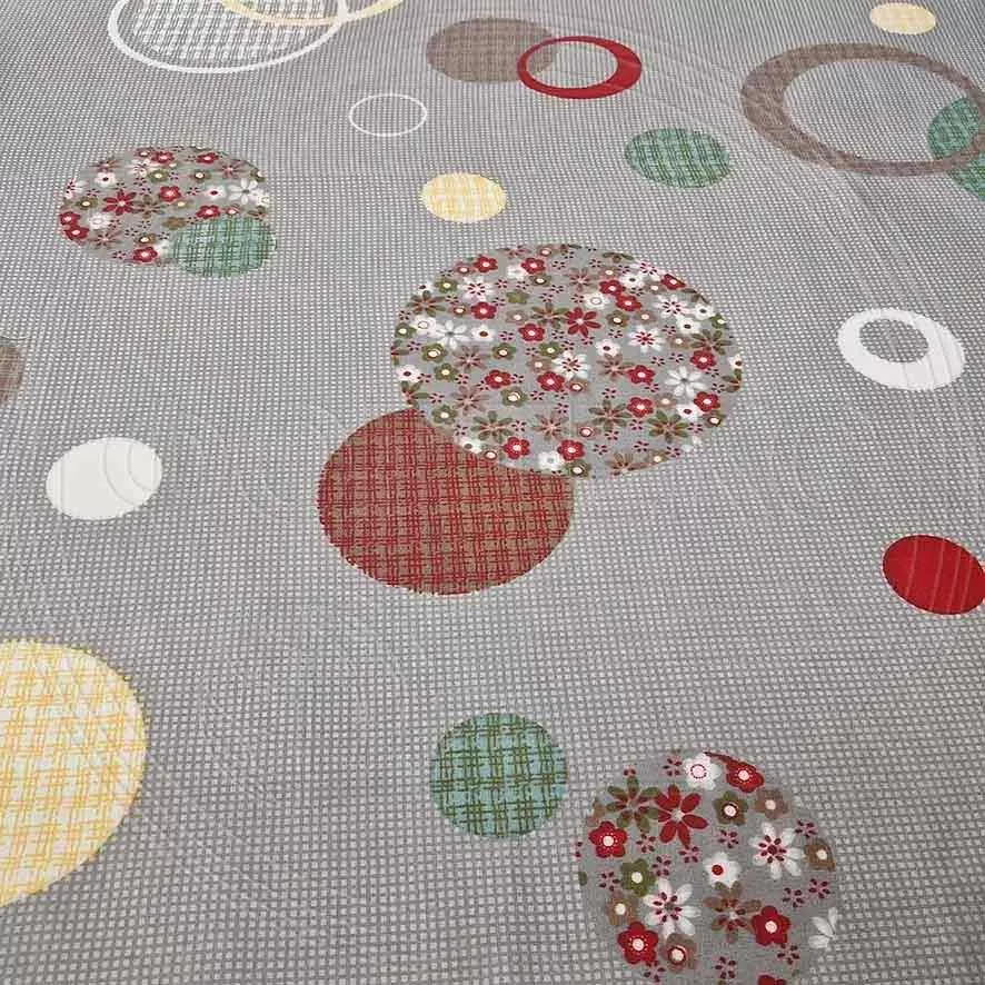 Микрофибра набивная серая 5BJ-1856-6 Круги на клетке