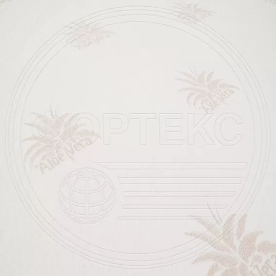 Трикотажное полотно ALOE VERA 19 beige белого цвета с бежевым рисунком алоэ вера