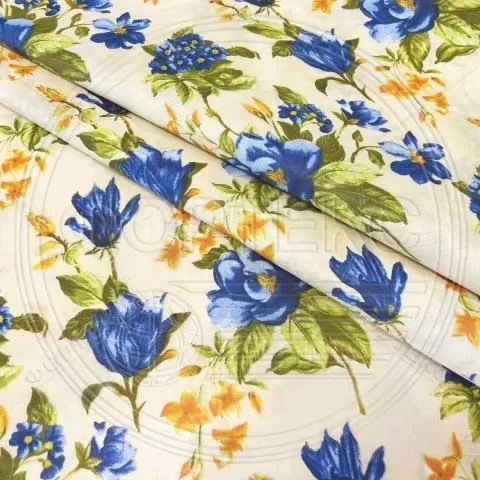 Поликоттон набивной оптом 01-6776 blue А синий, цветочный принт