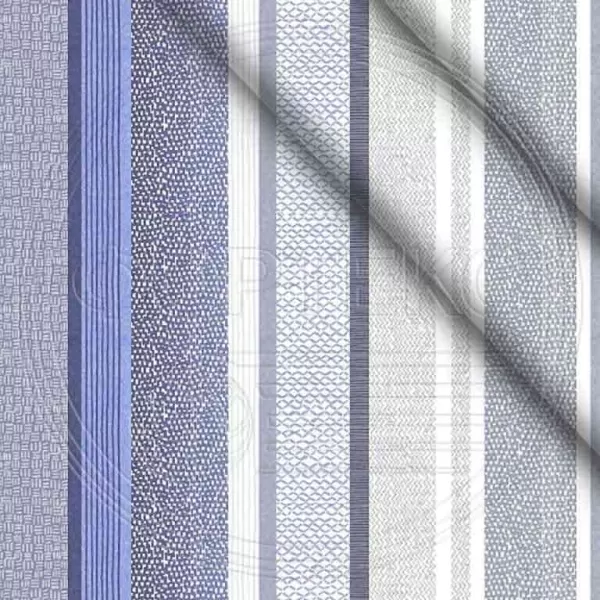 Ткань полиэстер набивной 55 гр. ZBD-1898 оттенки синего, принт полоса