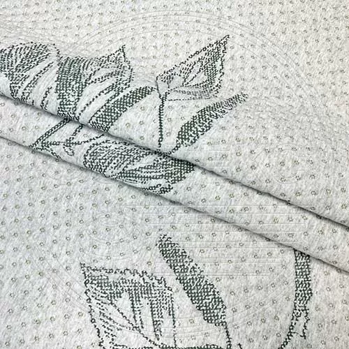 Трикотажное полотно FRTX 25 021 Береза серого цвета с зеленым природным рисунком