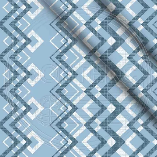 Полиэстер 55 гр. ZAI-194793 оттенки синего, принт геометрия