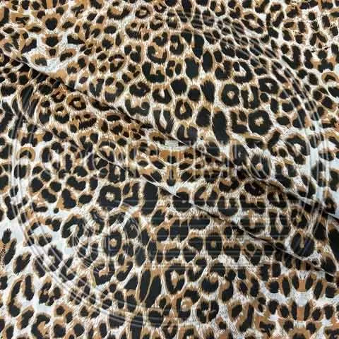 Поликоттон набивной 01-2213 black А черный, леопардовый принт 