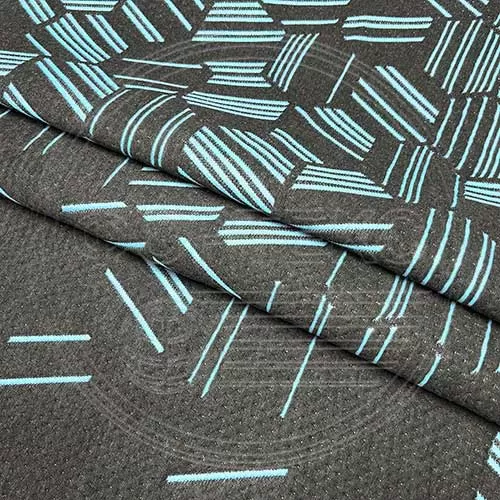 Трикотажное полотно FRTX 25 DIGITAL 9 темно-серого цвета с ярко-голубым дизайном