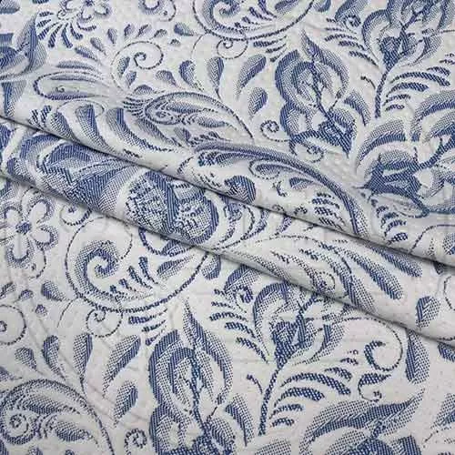 Трикотажное полотно FRTX 25 015 Гжель белое с синим орнаментом