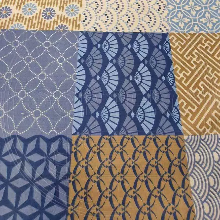 Микрофайбер набивной 5BJ-2128-5 Мозаика, синие и коричневые оттенки