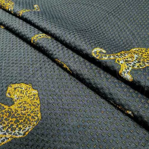 Трикотажное полотно FRTX 25 038 Леопард темно-серого цвета с ярким желтым рисунком