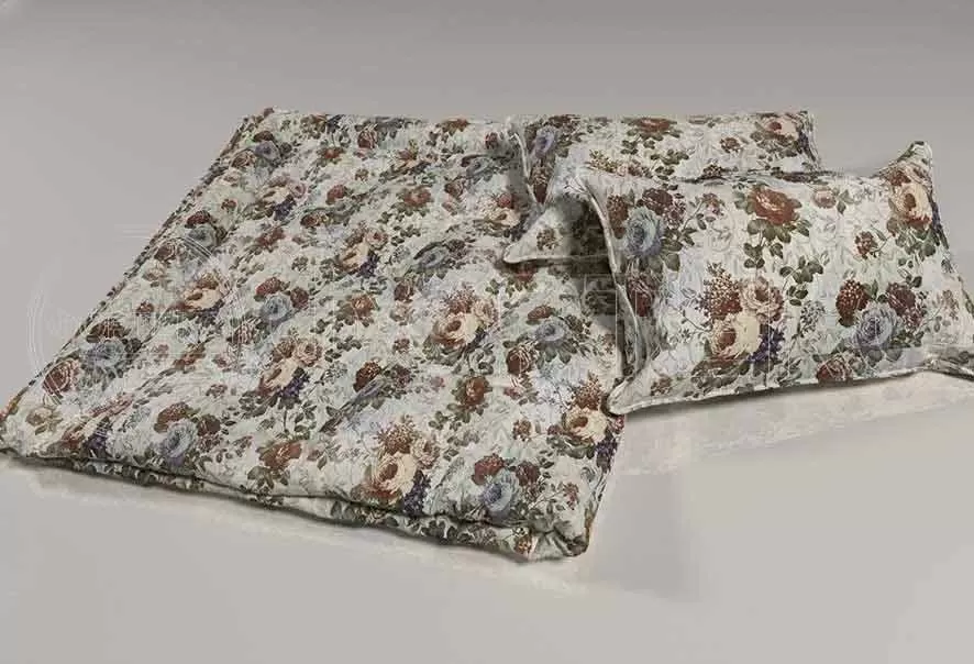 Тик смесовый набивной A1-9452 beige бежевый, цветочный дизайн, интерьер