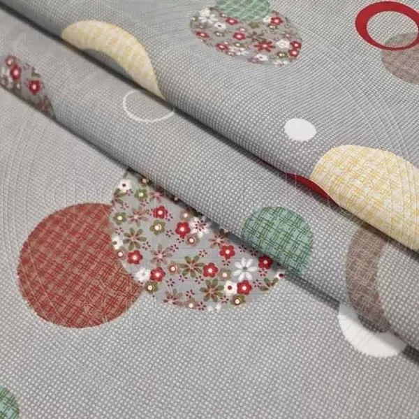 Микрофайбер набивной-пигмент серый 5BJ-1856-6 Круги на клетке