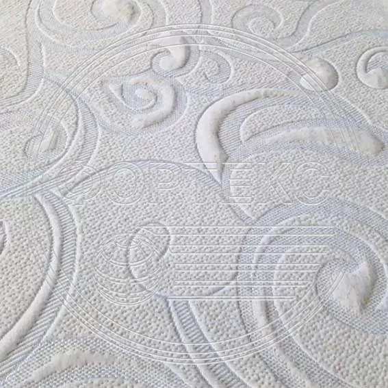 Трикотажное полотно LT3083-DM-Linen бежевого цвета с крупным рисунком завиток