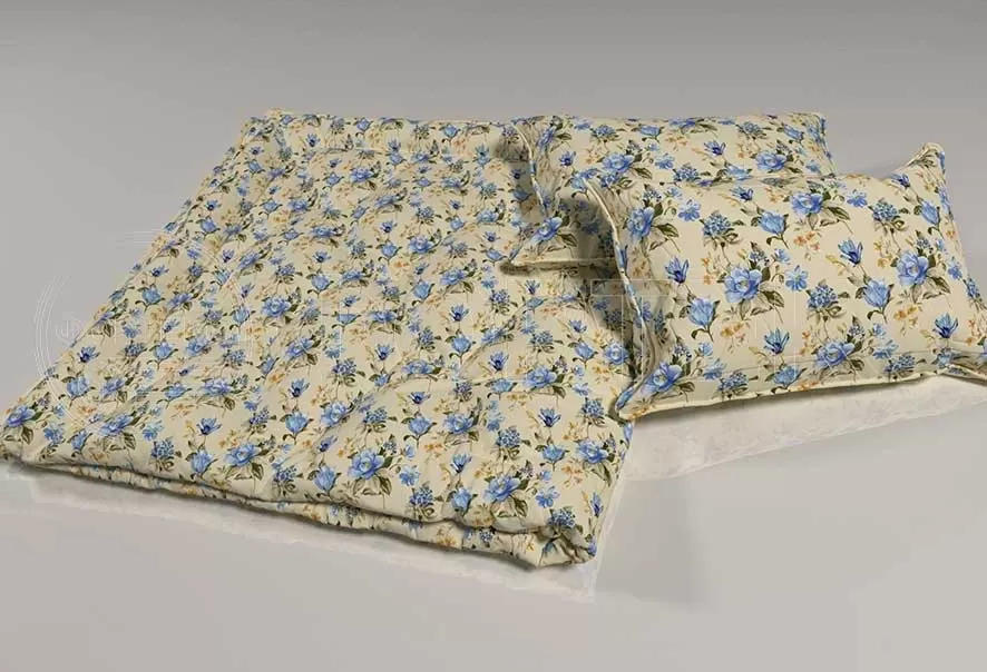 Поликоттон набивной оптом 01-6776 blue А, цветочный