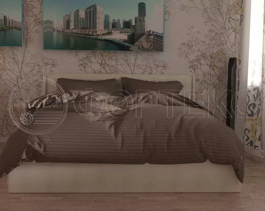 Страйп Сатин 79-1*1 Rain Drum оттенки коричневого, интерьер