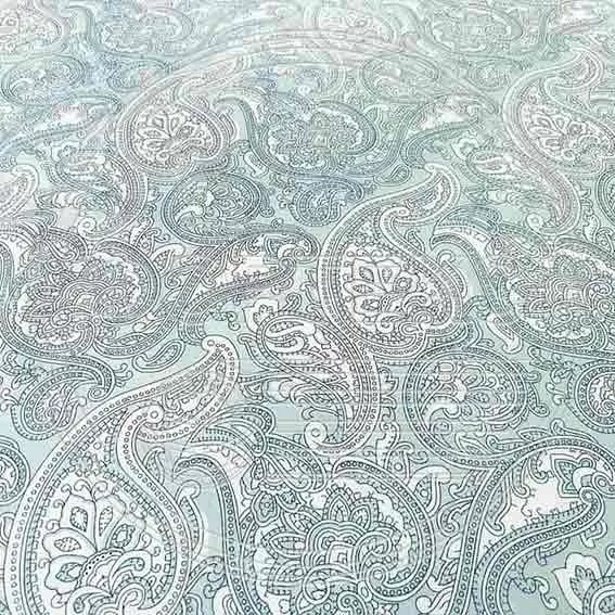 Тик смесовый набивной A1-9586 blue голубой, огурцы