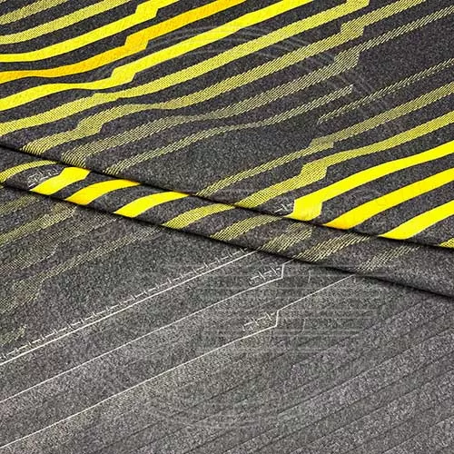 Трикотажное полотно FRTX 25 DIGITAL 3 серый градиент с ярко-желтым рисунком