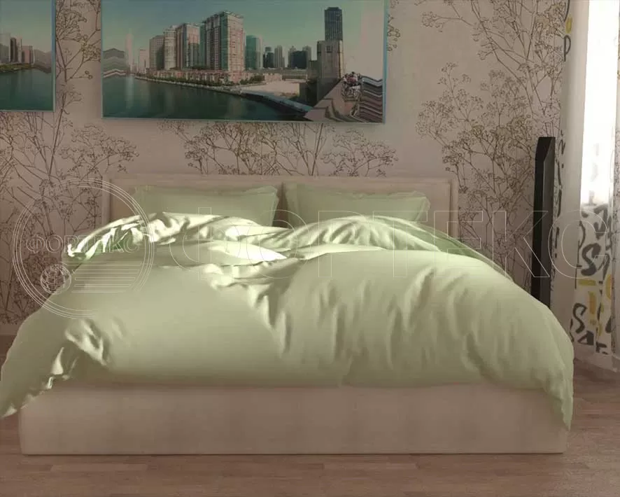 вил-сатин гладкокрашеный Ambrosia оттенки зеленого, интерьер