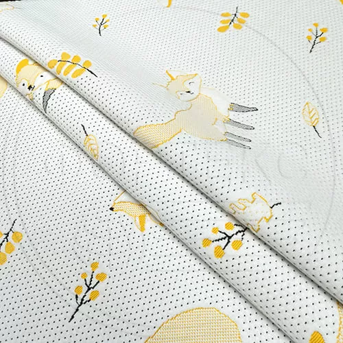 Трикотажное полотно FRTX 25 030.1 Лиса белого цвета с ярким рисунком