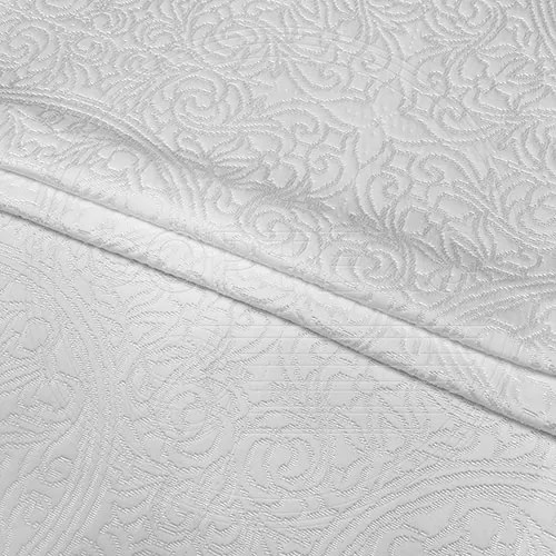 Трикотажное полотно FRTX 25 001 Касли Белый с блестящим орнаментом в цвет полотна