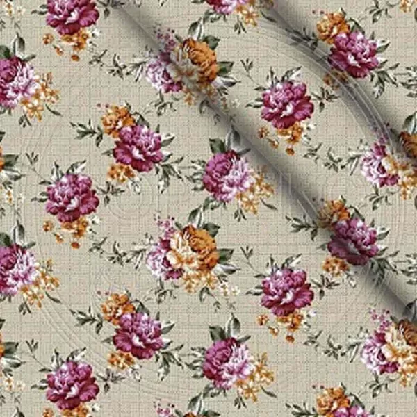 Ткань полиэстер набивной 55 гр. ZXX-5515 цветной, цветочный принт