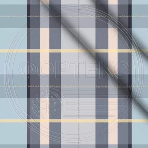 Ткань полиэстер набивной 55 гр. ZBD-1911 оттенки синего, клетка