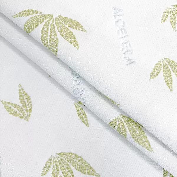 Матрасная ткань Aloe Vera бело-зеленая