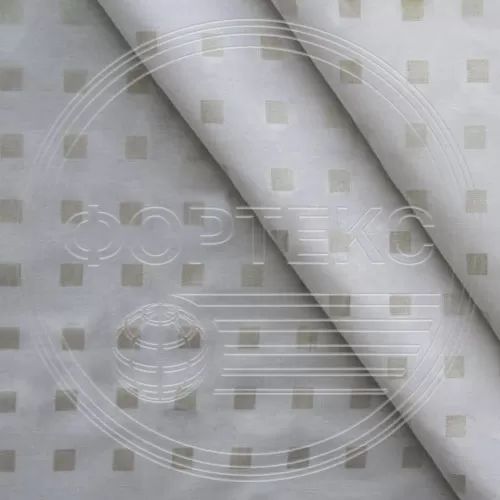 Ткань Тик хлопок набивной 39-603 white белый, квадраты