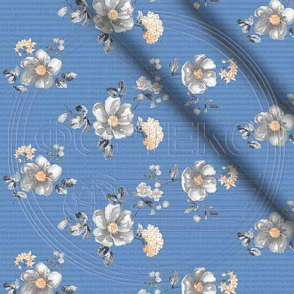 Ткань полиэстер набивной 55 гр. ZAI-194628 синий, уветочный рисунок