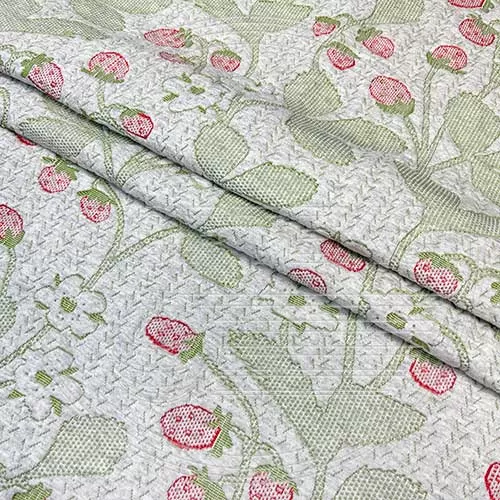 Трикотажное полотно FRTX 25 018 Земляника светло серое с ярким рисунком