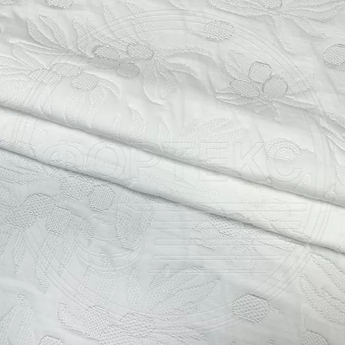 Трикотажное полотно FRTX 25 019 Облепиха Белый, рисунок в цвет полотна