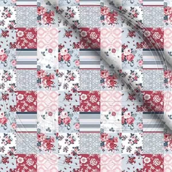 Полиэстер 55 гр. ZAI-194738 оттенки красного, цветочный пэчворк