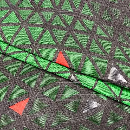 Трикотажное полотно FRTX 25 DIGITAL 12.1 серого цвета с преимущественно зеленым рисунком