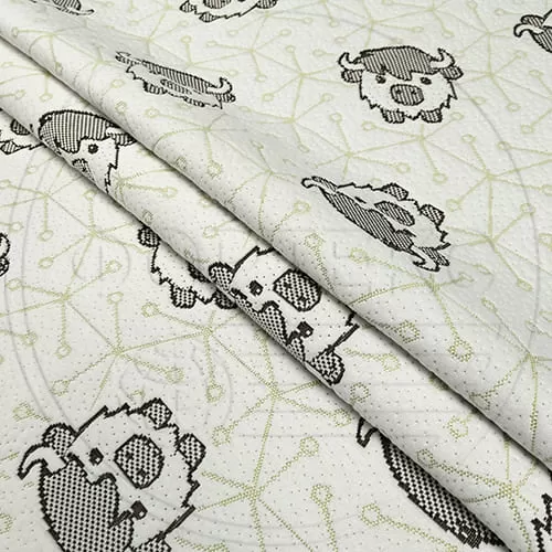 Трикотажное полотно FRTX 25 029 Зубр белого цвета с контрастным рисунком