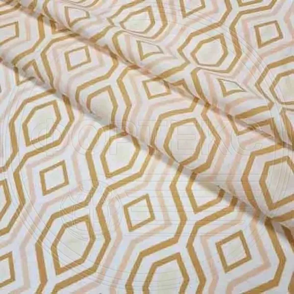 Микрофайбер набивной-пигмент 5BJ-1442 бежевый с геометрическим рисунком