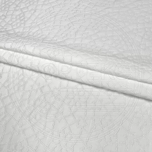 Трикотажное полотно FRTX 25 040 Калейдоскоп Белый с геометрическим рисунком в цвет ткани