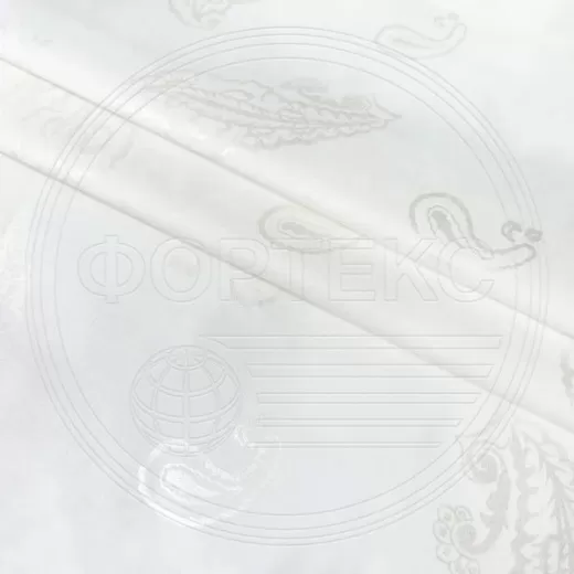 Ткань Тик хлопок дорогой 3A9-572 WHITE SILVER с напылением, рисунок огурцы