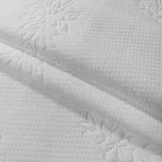 Трикотажное полотно X007-1 FS белого цвета с цветочным узором