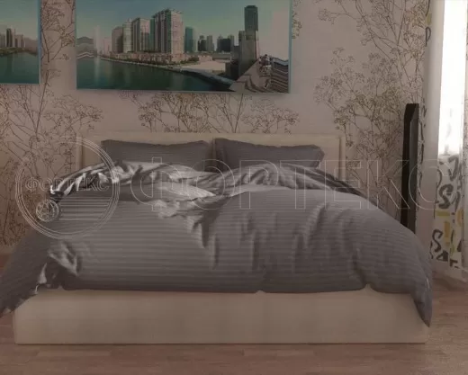 Страйп Сатин 79-1*1 Silver Filigree оттенки серого, интерьер