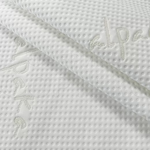 Трикотажное полотно Alpaka FS с тематическим рисунком, белое с золотыми нитями