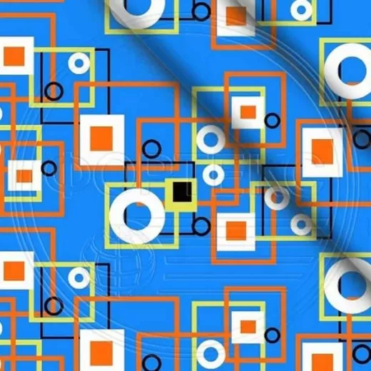 Ткань полиэстер набивной 55 гр. ZBD-1273 синий, абстракция