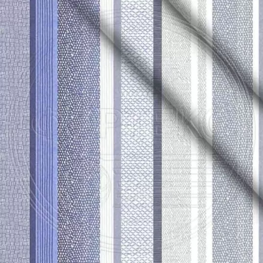 Ткань полиэстер набивной 55 гр. ZBD-1898 оттенки синего, принт полоса