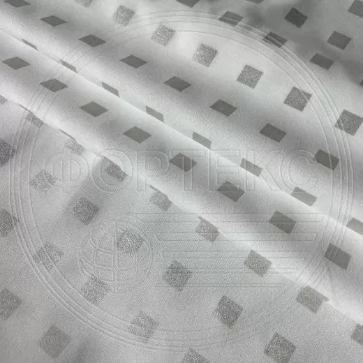 Ткань Тик полиэстер Shashki silver с напылением, рис. шашки