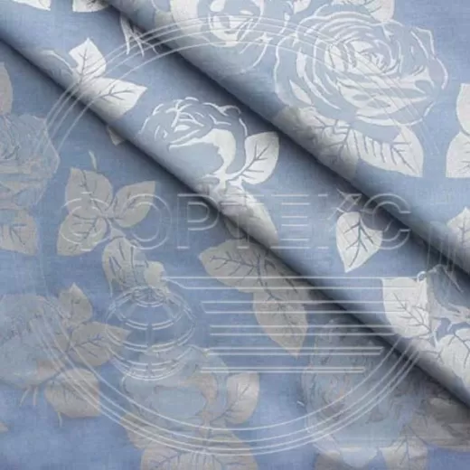 Ткань Тик хлопок набивной 39-114 F blue синий, цветочный дизайн