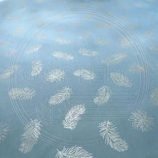 Ткань Тик полиэстер 571 Feather blue silver перья