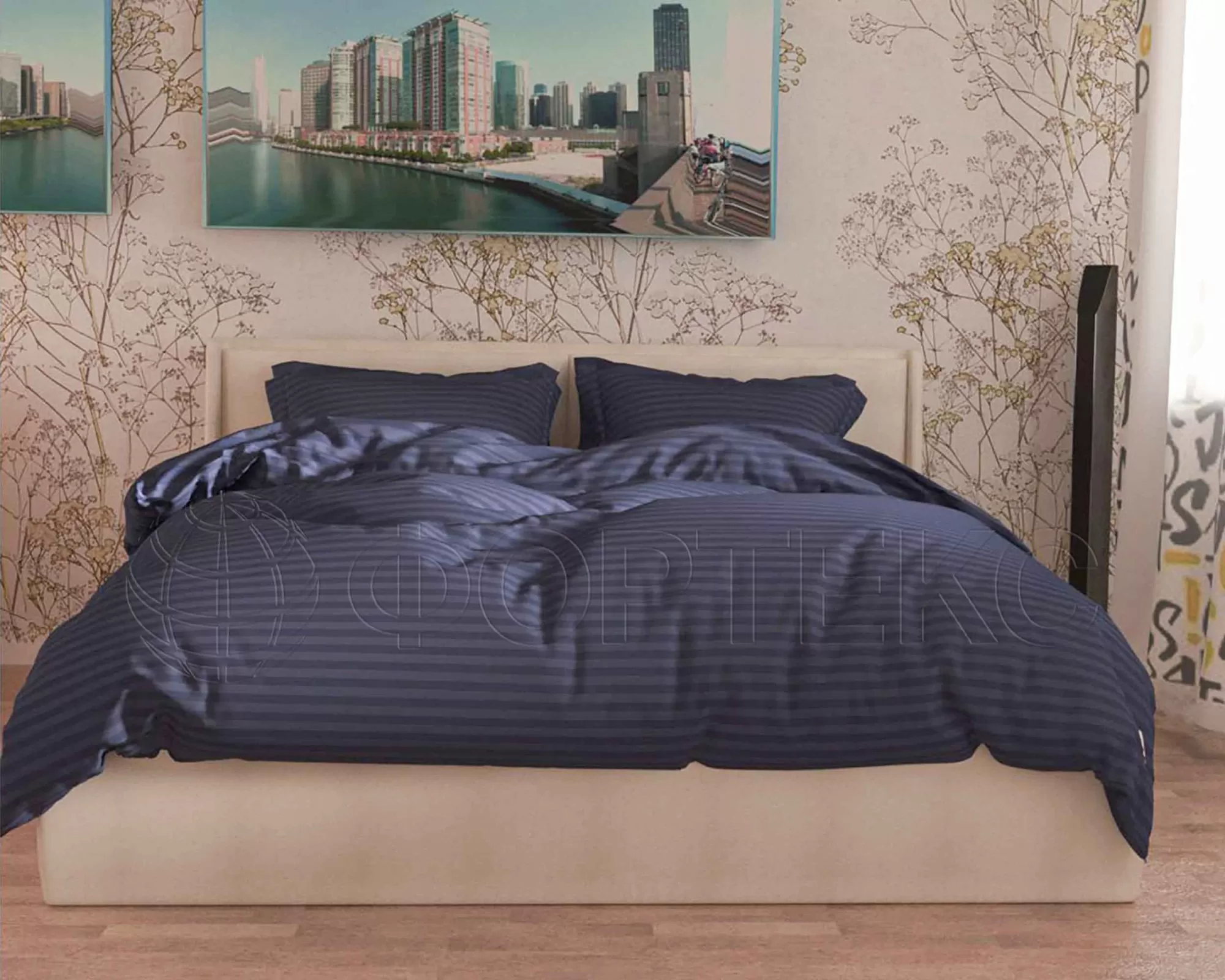 Ткани для постельного белья оптом Ткани с жаккардом 79-1*1 Mood Indigo купить ОПТОМ Фортекс