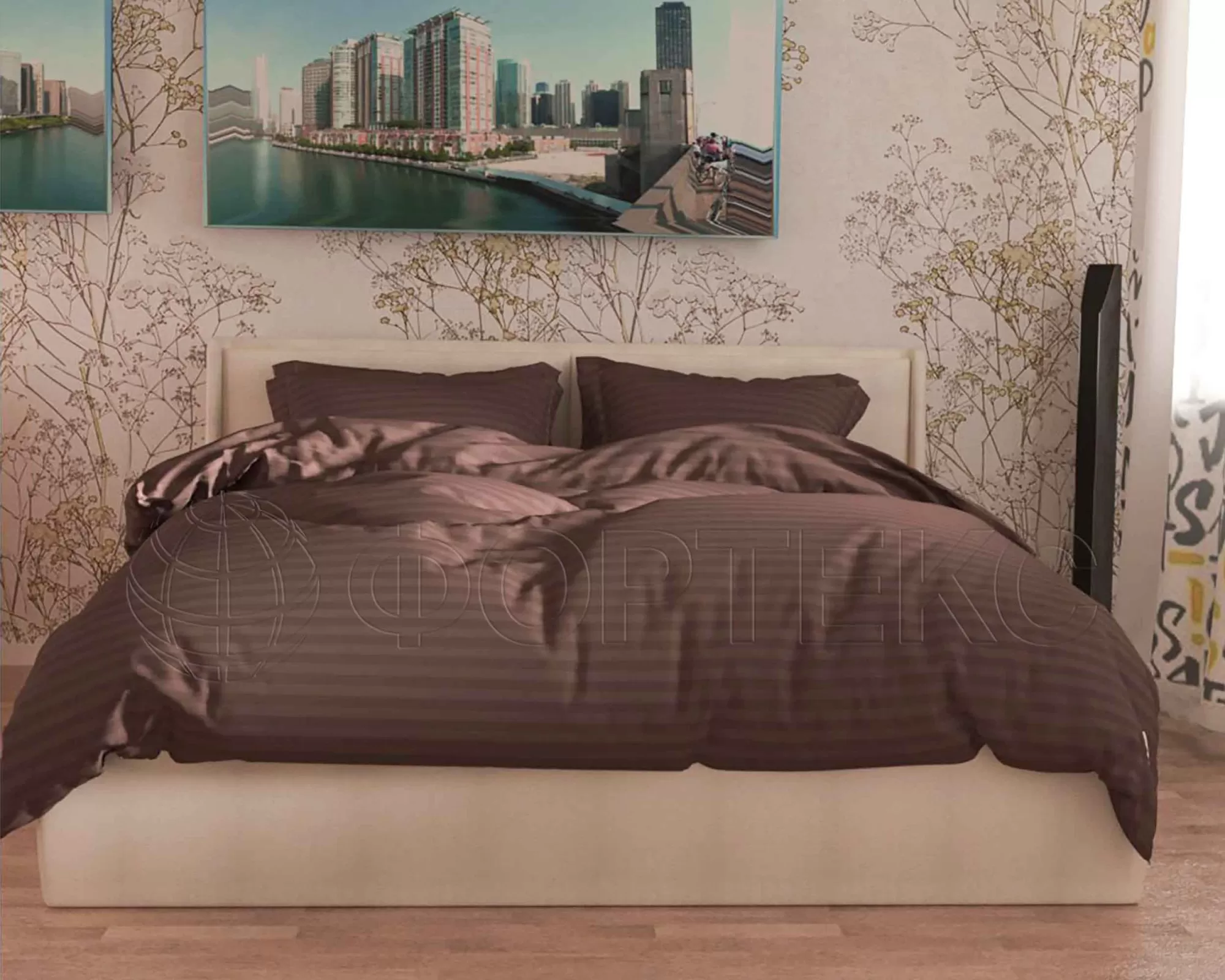 Ткани для постельного белья оптом Ткани с жаккардом 79-1*1 Chicory Coffee купить ОПТОМ Фортекс