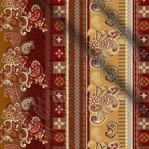 Ткань полиэстер набивной 55 гр. ZAF-173164 оттенки оранжевого, принт полоса