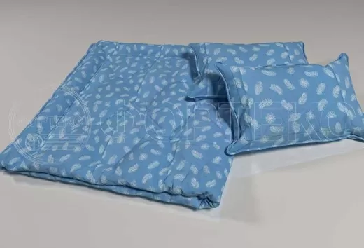 Ткань Тик хлопок с напылением набивной 571 blue перья, интерьер