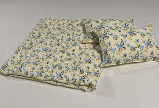 Поликоттон набивной оптом 01-6776 blue А, цветочный