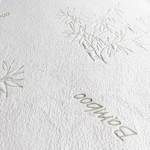 Трикотажное полотно X2022-1 BamBoo белого цвета с зеленым рисунком бамбук