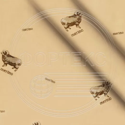 Ткань Тик хлопок набивной 39-881 sheeps бежевый, рисунок овцы